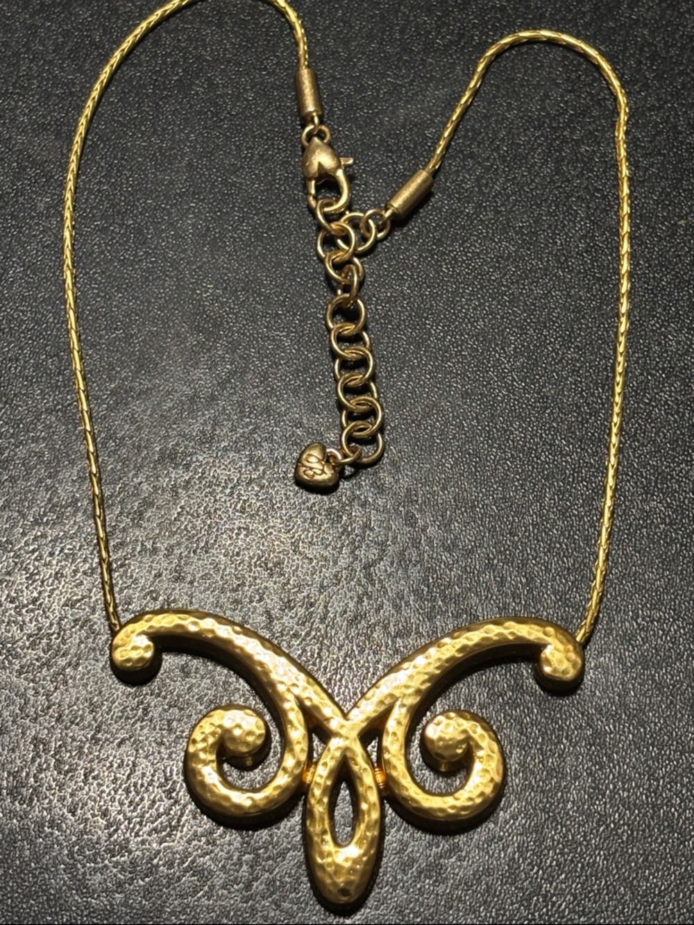 Brighton Hammered Gold Scroll Necklace - Versailles Royale Knowledge Is Power - Picture 9 of 11